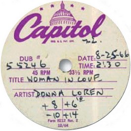 Donna Loren - A Woman In Love - Capitol Records Acetate